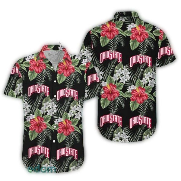 Ohio State Buckeyes Flower Floral Pattern Summer Vacation Hawaiian Shirt 1