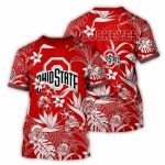 Ohio State Buckeyes Flower Floral Vintage All-Over Print T Shirt