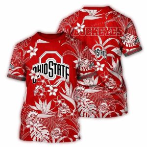Ohio State Buckeyes Flower Floral Vintage All-Over Print T Shirt