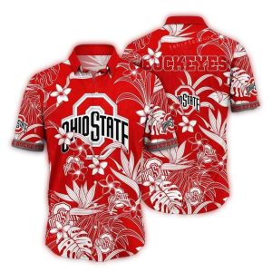 Ohio State Buckeyes Flower Floral Vintage Hawaiian Shirt