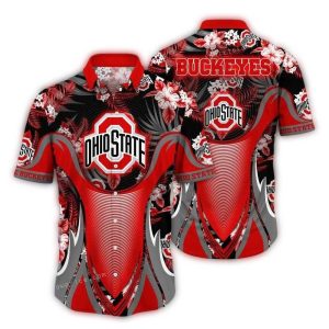 Ohio State Buckeyes Flower Leafs Uniform Hawaiian Shirt
