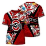 Ohio State Buckeyes Flower And Pineapple Tropical All-Over Print T Shirt
