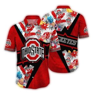 Ohio State Buckeyes Flower And Pineapple Tropical Hawaiian Shirt