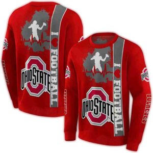 Ohio State Buckeyes Football Heartbeat All-over Print Sweatshirt