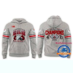 Ohio State Buckeyes Football 2025 Rose Bowl Champions Grey All-Over Print Hoodie