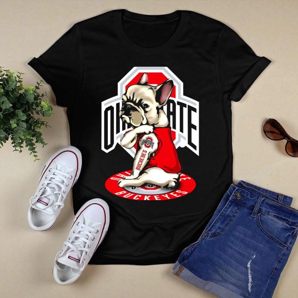 Ohio State Buckeyes French Bulldog T Shirt Black 1