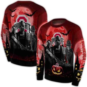 Ohio State Buckeyes Friends Horror Halloween Vibes All-over Print Sweatshirt