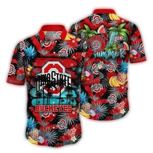 Ohio State Buckeyes Fruit And Beach Pattern Hawaiian Shirt