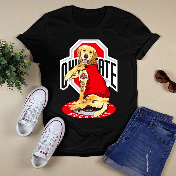 Ohio State Buckeyes Golden Retriever T Shirt Black 1
