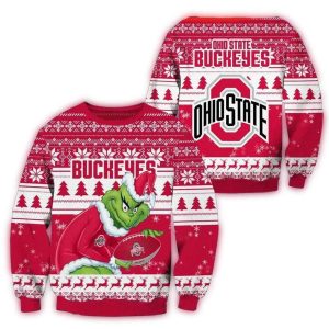 Ohio State Buckeyes Grinch Football Ugly Christmas Sweater