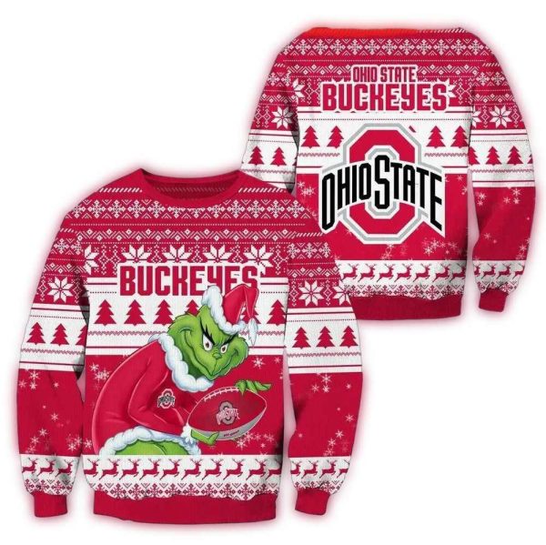 Ohio State Buckeyes Grinch Football Ugly Christmas Sweater 1