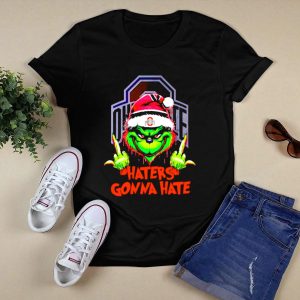 Ohio State Buckeyes Grinch Haters Gonna Hate Santa Middle Finger T Shirt