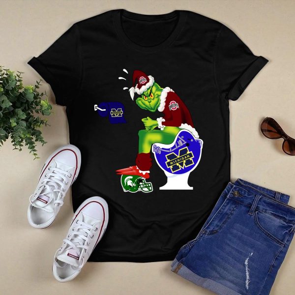 Ohio State Buckeyes Grinch toilet Michigan Wolverines Christmas Shirt Black 1