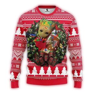 Ohio State Buckeyes Groot Hug Ugly Christmas Sweater