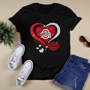 Ohio State Buckeyes Heart With HD Motorcycles T Shirt
