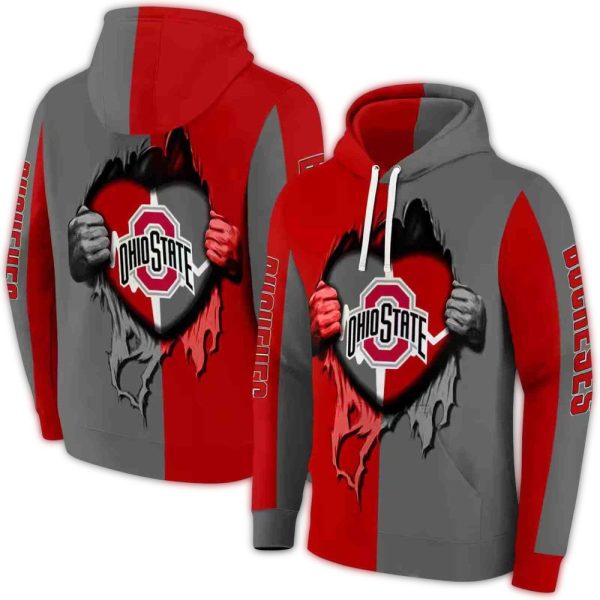 Ohio State Buckeyes Heartbeat Graphic AOP Hoodie 1