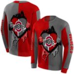 Ohio State Buckeyes Heartbeat Graphic All-over Print Sweatshirt