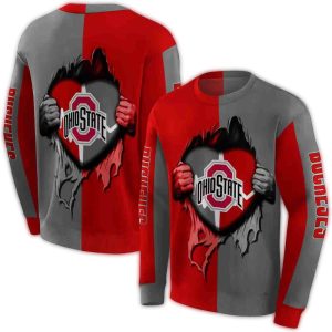 Ohio State Buckeyes Heartbeat Graphic All-over Print Sweatshirt