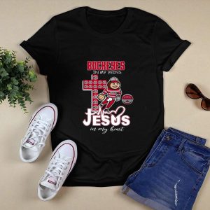 Ohio State Buckeyes In My Veins Jesus In My Heart Mascot T Shirt