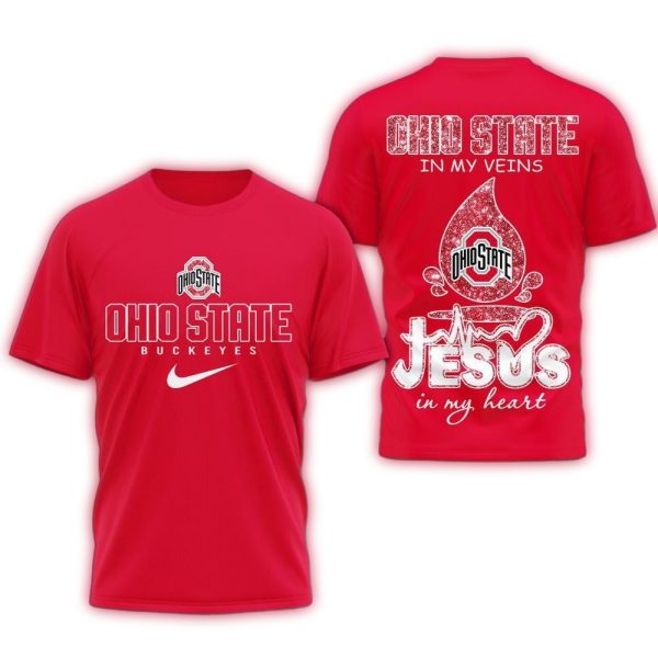 Ohio State Buckeyes Jesus In My Heart All Over Print Shirt 1