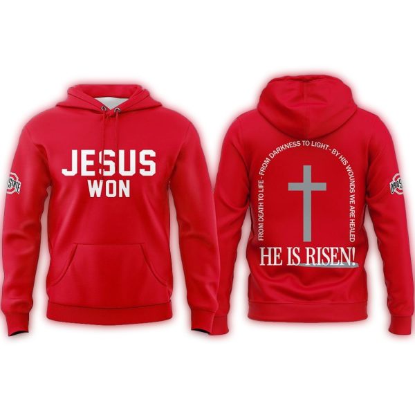 Ohio State Buckeyes Jesus Won AOP Hoodie 1