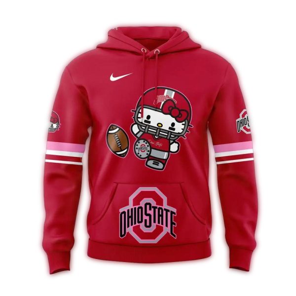 Ohio State Buckeyes Lets Celebrate 50 Years Of Hello Kitty 2024 AOP Hoodie 1