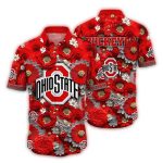 Ohio State Buckeyes Logo Flower Blossom Pattern Hawaiian Shirt