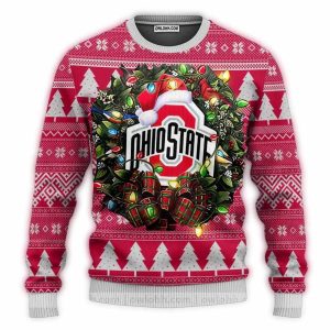Ohio State Buckeyes Logo Hat Santa Ugly Sweater