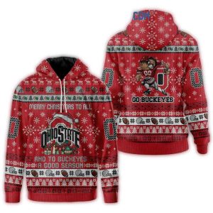 Ohio State Buckeyes Merry Christmas To All And To Buckeyes A Good Season All-Over Print Hoodie