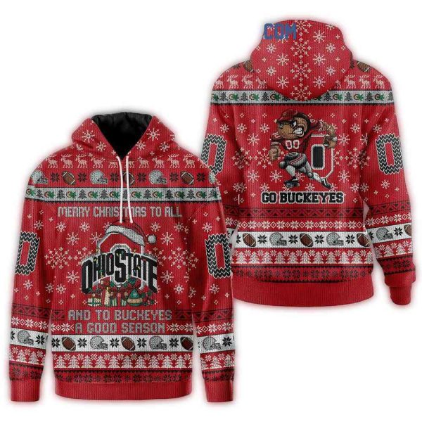 Ohio State Buckeyes Merry Christmas To All And To Buckeyes A Good Season AOP Hoodie 1