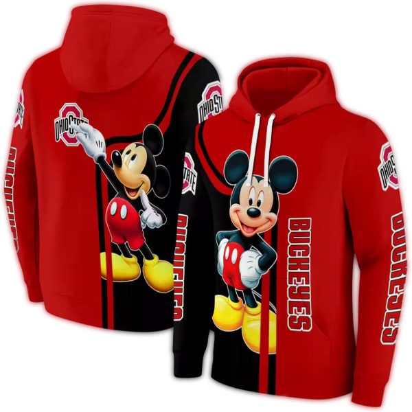 Ohio State Buckeyes Mickey Mouse AOP Hoodie 1
