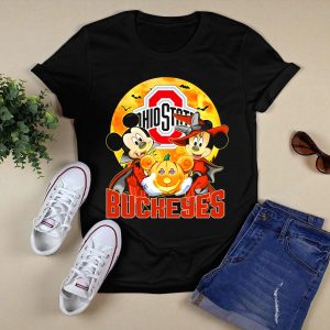 Ohio State Buckeyes Mickey Mouse Minnie Mouse Halloween Pumpkin T Shirt