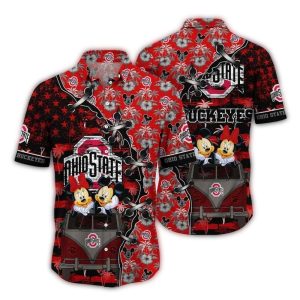 Ohio State Buckeyes Mickey Mouse And Minnie Mouse Hawaiian Shirt