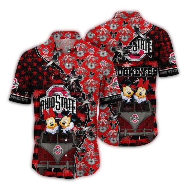 Ohio State Buckeyes Mickey Mouse and Minnie Mouse Hawaiian Shirt 1