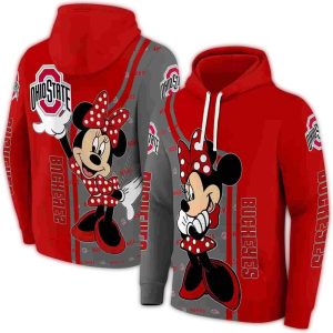 Ohio State Buckeyes Minnie Mouse All-Over Print Hoodie