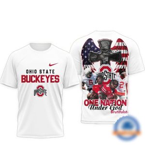 Ohio State Buckeyes Ncaa Graphic Player One Nation Under God All-Over Print T Shirt