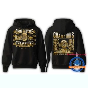 Ohio State Buckeyes National Champions Golden All-Over Print Hoodie