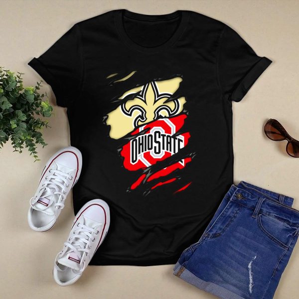 Ohio State Buckeyes New Orleans Saints Fleur de Lis T Shirt Black 1