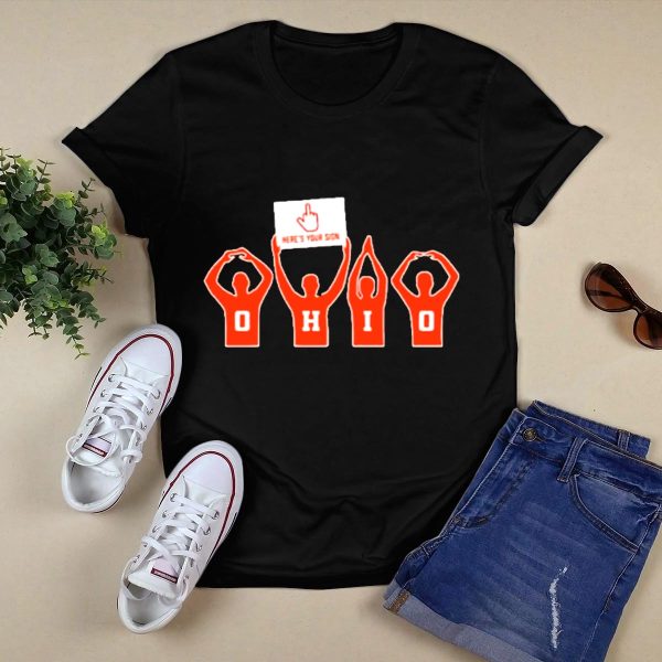 Ohio State Buckeyes O H I O Heres Your Sign Gesture T Shirt Black 1