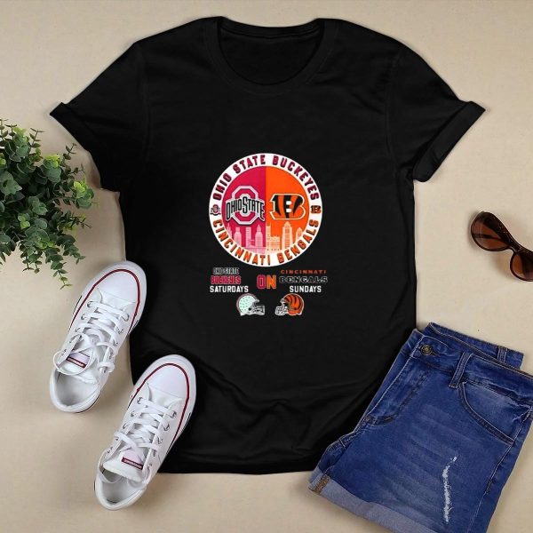 Ohio State Buckeyes On Saturdays Vs Cincinnati Bengals On Sundays Logo T Shirt Style 1 Black 1
