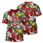 Ohio State Buckeyes Parrot Floral Art All-Over Print T Shirt