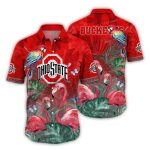 Ohio State Buckeyes Parrot And Flamingo Art Hawaiian Shirt