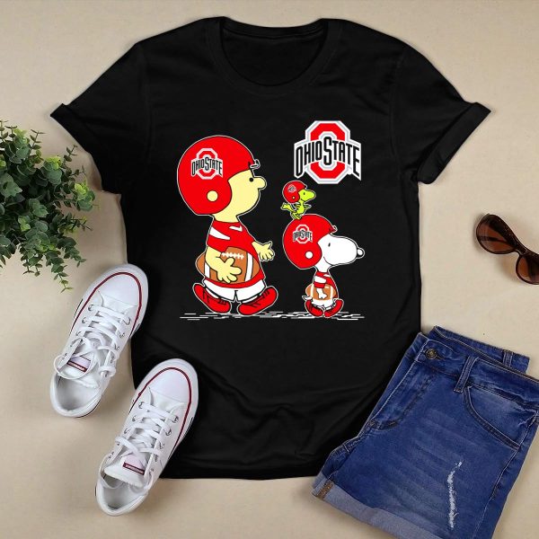 Ohio State Buckeyes Peanuts Characters Football Adventure T Shirt Black 1