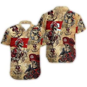 Ohio State Buckeyes Pirates Skull Hawaiian Shirt