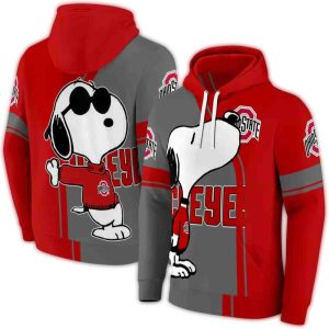 Ohio State Buckeyes Playful Snoopy All-Over Print Hoodie