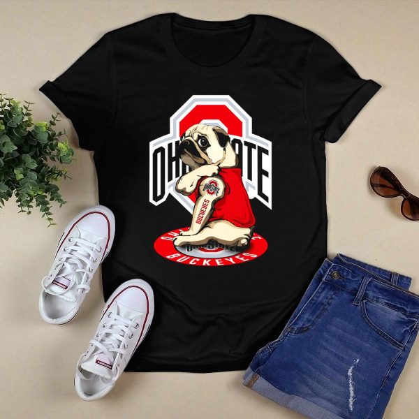 Ohio State Buckeyes Pug T Shirt Black 1