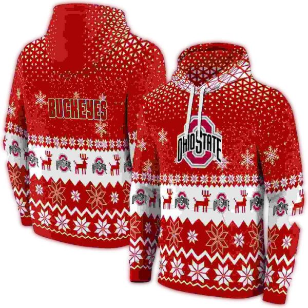 Ohio State Buckeyes Reindeer Motif AOP Hoodie 1