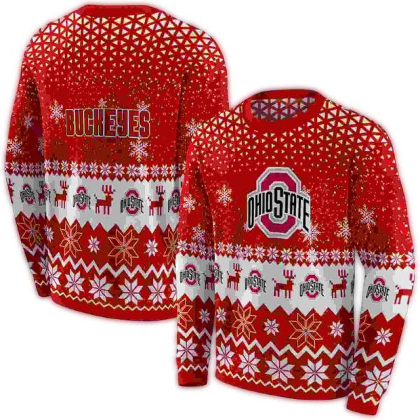 Ohio State Buckeyes Reindeer Motif AOP Sweatshirt 1