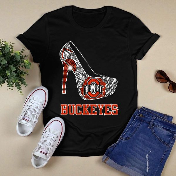 Ohio State Buckeyes Rhinestone High Heel T Shirt Black 1