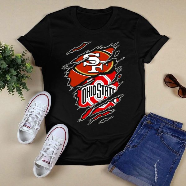 Ohio State Buckeyes San Francisco 49ers Fan Crossover T Shirt Black 1